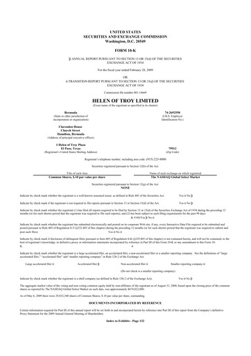 Thumbnail Helen of Troy 10-K Annual Report 