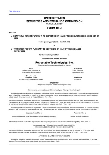 Thumbnail Retractable Technologies 10-Q Quarterly Report FY 