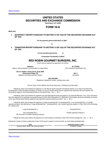 Thumbnail Red Robin
 10-Q Quarterly Report FY 