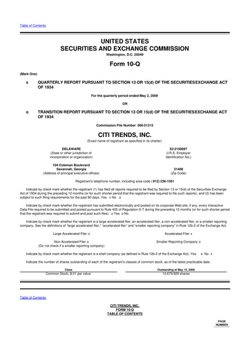 Vorschaubild Citi Trends, Inc. 10-Q Quartalsbericht  