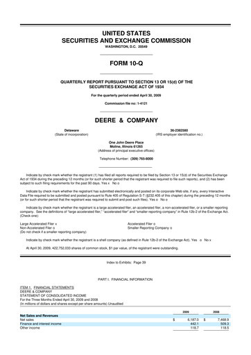 Thumbnail Deere & Company (John Deere) 10-Q Quarterly Report FY 