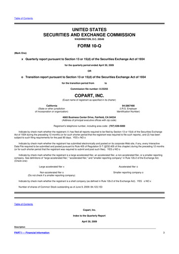 Miniature Copart
 10-Q Rapport trimestriel  