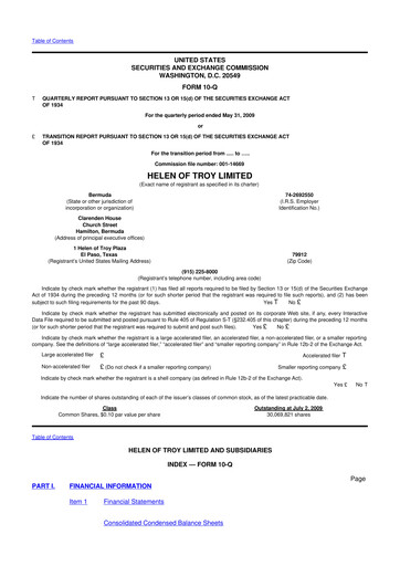 Vorschaubild Helen of Troy 10-Q Quartalsbericht  