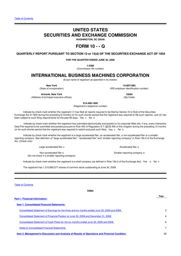 Vorschaubild IBM 10-Q Quartalsbericht  