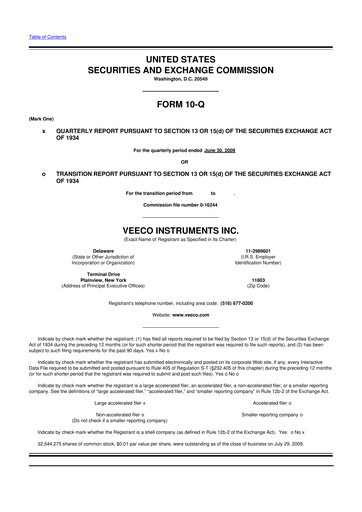 Thumbnail Veeco
 10-Q Quarterly Report FY 