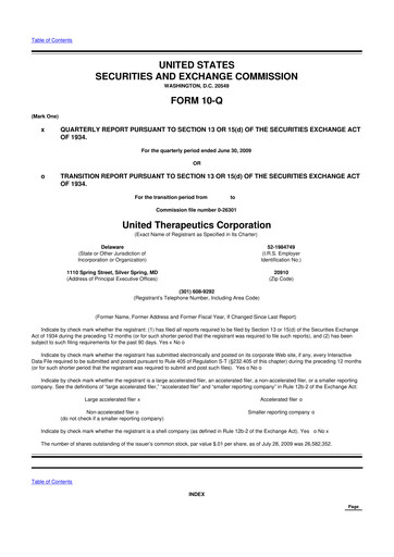 Thumbnail United Therapeutics 10-Q Quarterly Report FY 