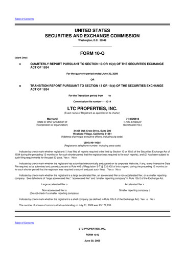 Thumbnail LTC Properties 10-Q Quarterly Report FY 