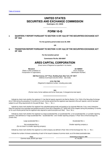 Thumbnail Ares Capital
 10-Q Quarterly Report FY 
