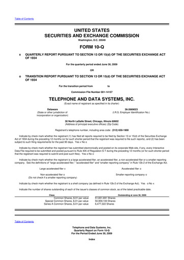 Thumbnail Telephone and Data Systems
 10-Q Quarterly Report FY 