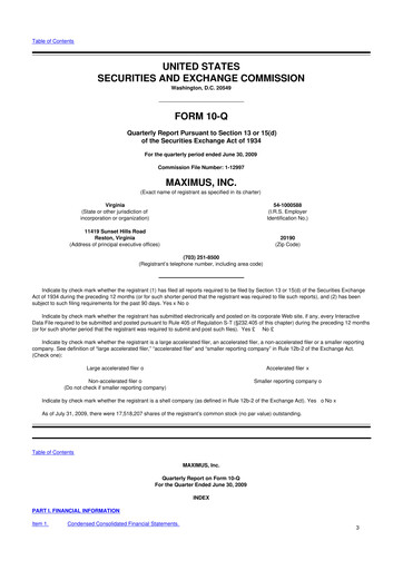 Thumbnail Maximus 10-Q Quarterly Report FY 