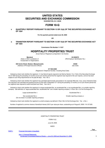 Thumbnail Service Properties Trust 10-Q Quarterly Report FY 