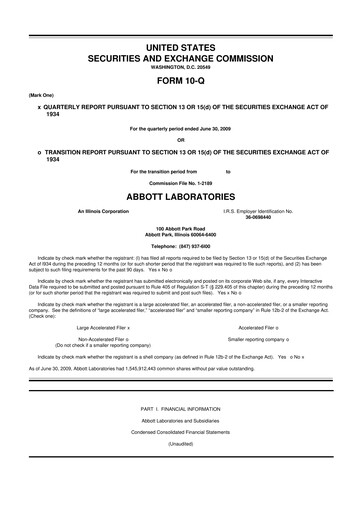 Thumbnail Abbott Laboratories 10-Q Quarterly Report FY 
