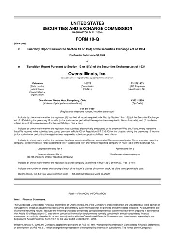 Thumbnail O-I Glass
 10-Q Quarterly Report FY 