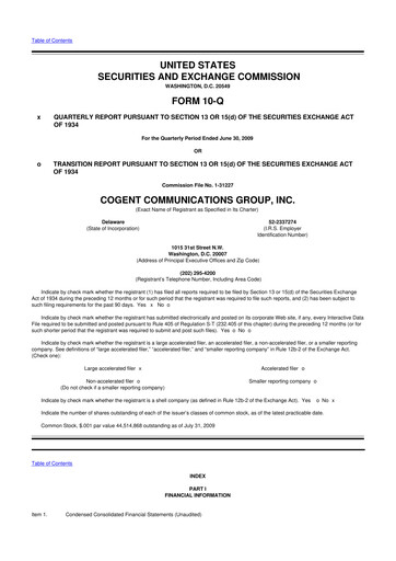 Thumbnail Cogent Communications
 10-Q Quarterly Report FY 
