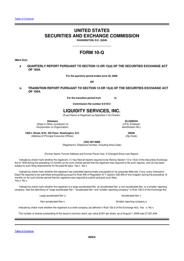 Miniature Liquidity Services
 10-Q Rapport trimestriel  