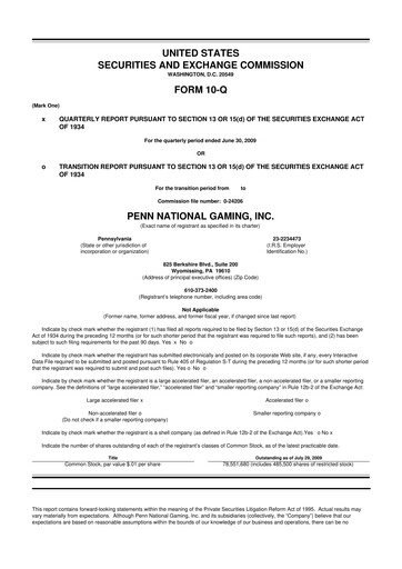 Thumbnail PENN Entertainment
 10-Q Quarterly Report FY 