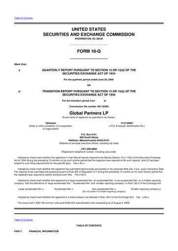 Thumbnail Global Partners LP 10-Q Quarterly Report FY 