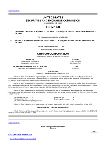 Thumbnail Griffon Corporation
 10-Q Quarterly Report FY 