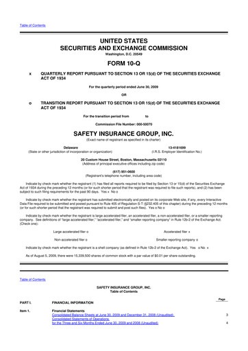 Miniature Safety Insurance
 10-Q Rapport trimestriel  