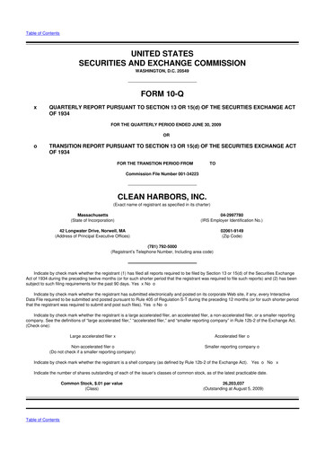 Thumbnail Clean Harbors
 10-Q Quarterly Report FY 