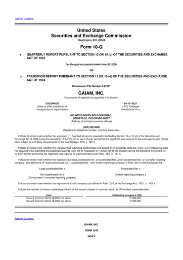 Thumbnail Gaia 10-Q Quarterly Report FY 