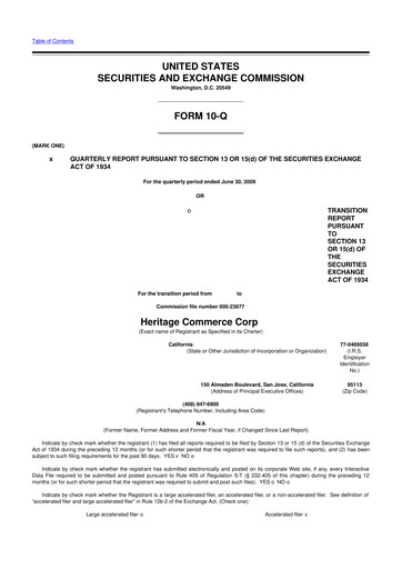 Thumbnail Heritage Commerce 10-Q Quarterly Report FY 