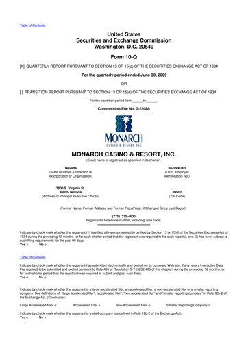 Thumbnail Monarch Casino & Resort 10-Q Quarterly Report FY 