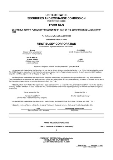 Thumbnail First Busey 10-Q Quarterly Report FY 