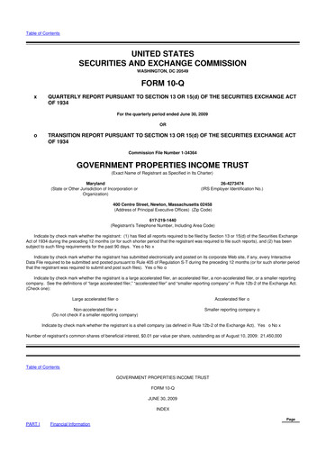 Vorschaubild Office Properties Income Trust 10-Q Quartalsbericht  