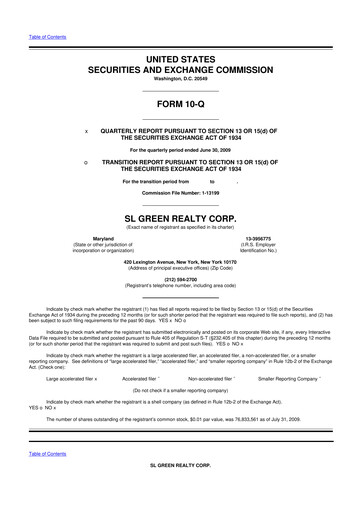 Thumbnail SL Green Realty
 10-Q Quarterly Report FY 