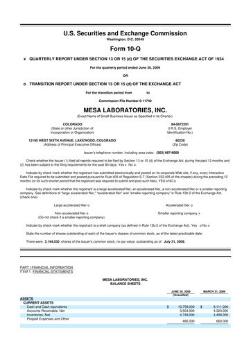 Thumbnail Mesa Laboratories 10-Q Quarterly Report FY 