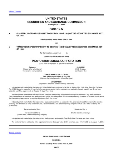 Vorschaubild Inovio Pharmaceuticals 10-Q Quartalsbericht  