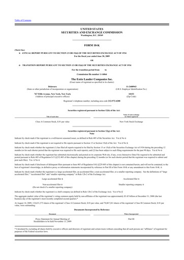 Thumbnail Estee Lauder 10-K Annual Report 