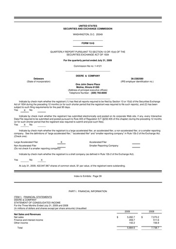 Thumbnail Deere & Company (John Deere) 10-Q Quarterly Report FY 