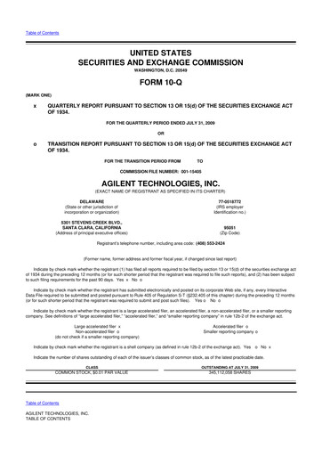 Vorschaubild Agilent Technologies 10-Q Quartalsbericht  