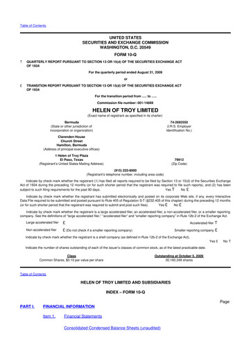 Vorschaubild Helen of Troy 10-Q Quartalsbericht  