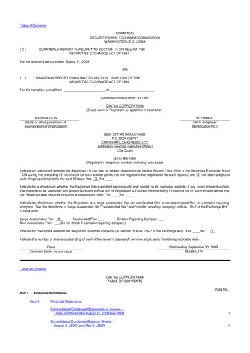 Thumbnail Cintas 10-Q Quarterly Report FY 