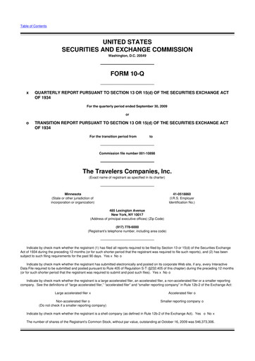 Thumbnail The Travelers Companies 10-Q Quarterly Report FY 
