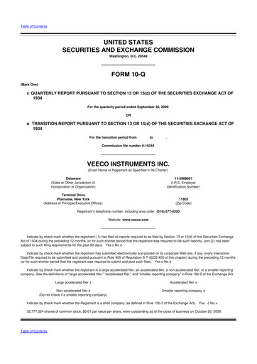 Thumbnail Veeco
 10-Q Quarterly Report FY 