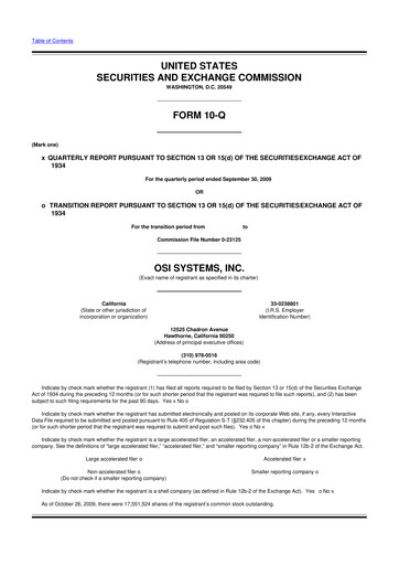 Thumbnail OSI Systems
 10-Q Quarterly Report FY 