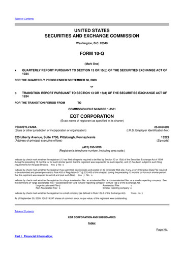 Vorschaubild EQT Corporation
 10-Q Quartalsbericht  