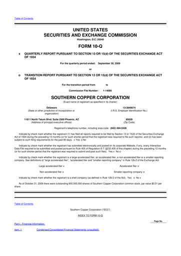 Thumbnail Southern Copper 10-Q Quarterly Report FY 
