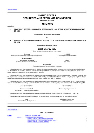 Thumbnail Xcel Energy 10-Q Quarterly Report FY 