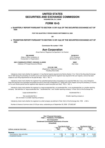 Vorschaubild Aon 10-Q Quartalsbericht  