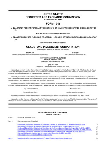 Thumbnail Gladstone Investment 10-Q Quarterly Report FY 