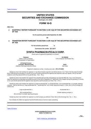 Thumbnail Madrigal Pharmaceuticals
 10-Q Quarterly Report FY 