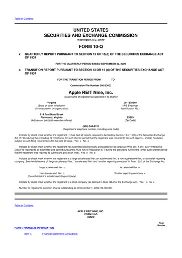 Thumbnail Apple Hospitality REIT
 10-Q Quarterly Report FY 