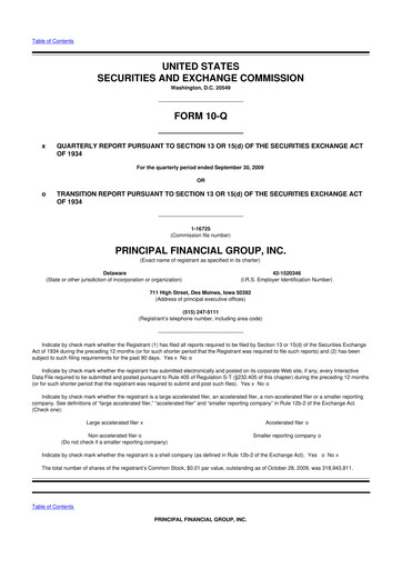 Thumbnail Principal Financial Group 10-Q Quarterly Report FY 