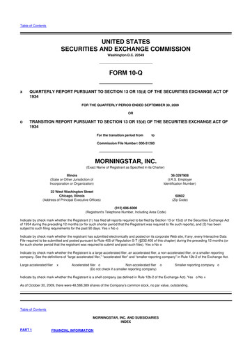 Vorschaubild Morningstar
 10-Q Quartalsbericht  