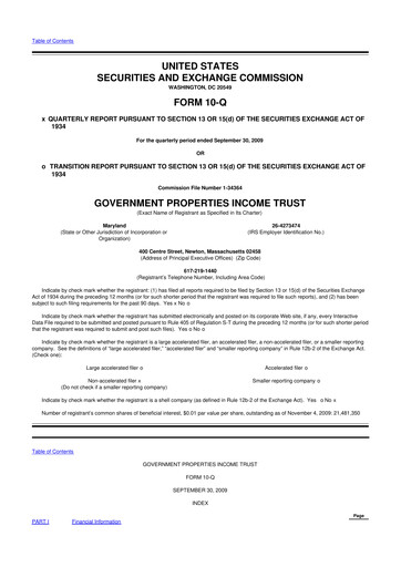 Vorschaubild Office Properties Income Trust 10-Q Quartalsbericht  